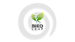 A simple logo design green bird leaf vector template