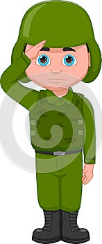 Soldier boy cartoon on white background