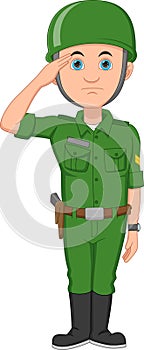 Soldier boy cartoon on white background
