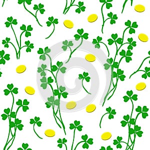 Seamless pattern for st Patrick's day. Clover background