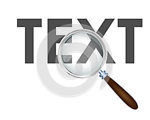 Text word focused with Magnifying Glass Vector