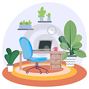 Work from home concept, Biomimicry inspired virtual Space vector color icon design, photo