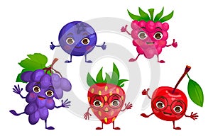 Set of vector illustrations with cartoon berries.