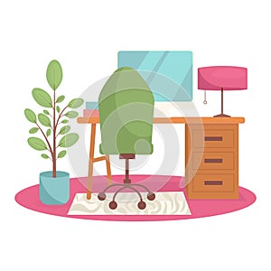 Office interior. Distant work. Study place.