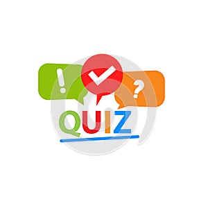 Quiz letters sign with speech bubbles.