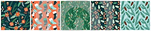 Christmas seamless pattern set
