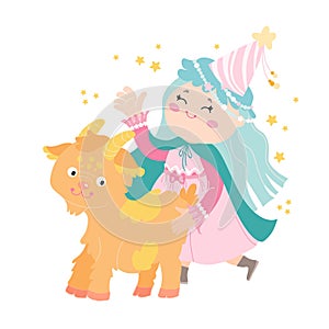 Zodiac signs Capricorn cute illustration flat.