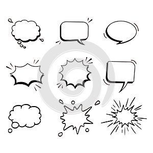 Blank Comic speech bubbles. Cartoon comics talking and thought bubbles. Retro speech shapes vector set