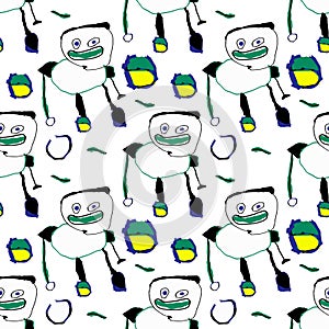 Doodle character pattern. Children's pattern. Pattern for fabric