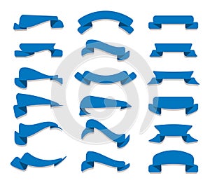 Set of different blue flat text boxes shape banners, modern shapes for sale promotion.