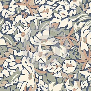 Flower and leaf ditsy design illustration seamless repeat pattern fashion and fabric surface design digital artwork