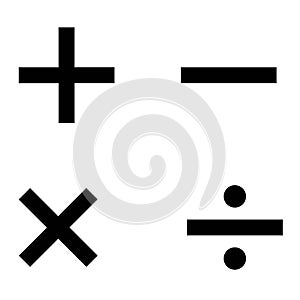 Basic mathematical symbol. Plus, minus, Math, equals, Multiply, division, Calculator button, business finance concept. isolated