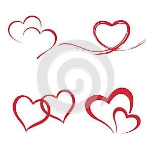 Impostato cuore. inchiostro spazzola cuore. cuore simboli. cuore icona. amanti, varietà simpatia felicità 