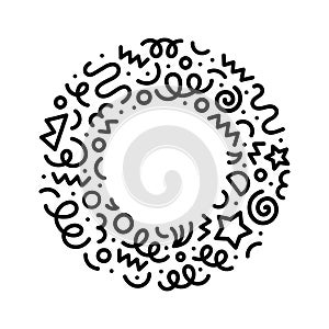 Abstract black and white line doodle circle shape