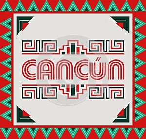 Cancun Mexico style emblem design elements