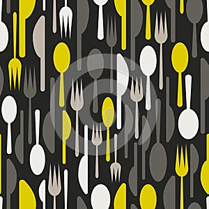 Vector yellow and grey spoons and forks