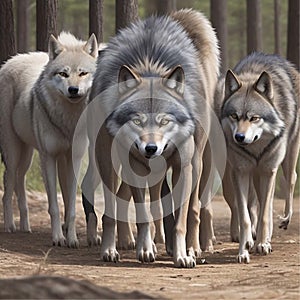 Wolf pack in natural environment