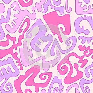 Vector surreal colorful seamless srtwork with wave hand drawn patterns for print fabric, textile, apparel clothing.