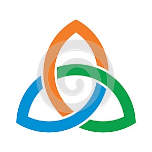 Multicolor triquetra celtic knot symbol