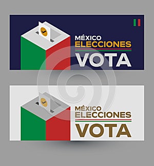 Vota Mexico Elecciones, Vote Mexican Elections spanish text design. photo
