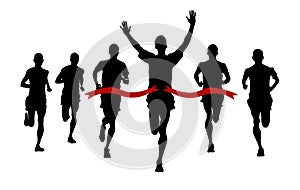 Running a marathon, runner wins