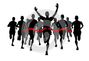 Running a marathon, runner wins