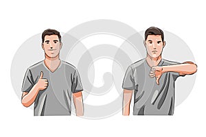 Man express agree and disagree