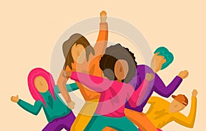 Detailed vector illustration silhouettes of expressive dance people dancing. Jazz funk, hip-hop, house dance lettering.