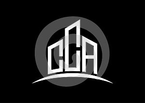 Letter CCA building vector monogram logo design template. Building Shape CCA logo.