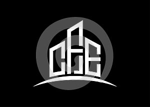 Letter CFE building vector monogram logo design template. Building Shape CFE logo. photo