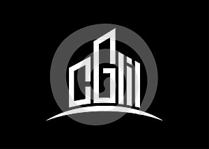 Letter CGI building vector monogram logo design template. Building Shape CGI logo.