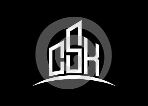 Letter CSK building vector monogram logo design template. Building Shape CSK logo.