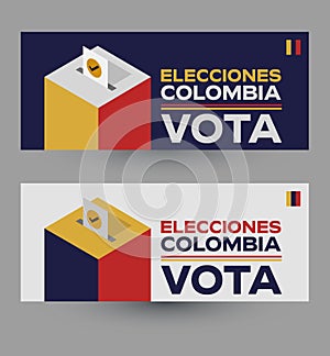 Vota Elecciones Colombia, Vote colombian Elections spanish text design. photo