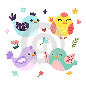 set birds, AI illustration