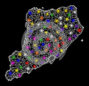 Web 2D Map of Staten Island with Colorful Light Spots