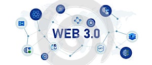 Web 3.0 new internet future distributed block chain technology concept illustration