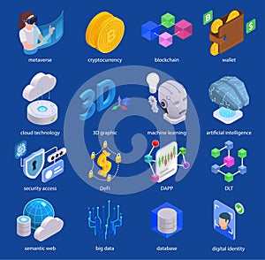 Web 3.0 Technology Isometric Set