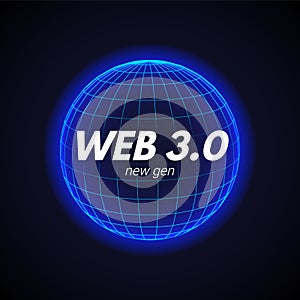 Web 3 world technology digital background. Web3 planet future internet new version blockchain metaverse.