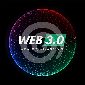 Web 3 world technology digital background. Web3 planet future internet new version blockchain metaverse.