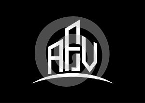 Letter AFV building vector monogram logo design template. Building Shape AFV logo.