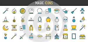 Magic icons set. Vector illustration