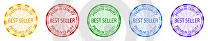 Set of round Best seller premium quality stamps. Label or seal. Product quality logo