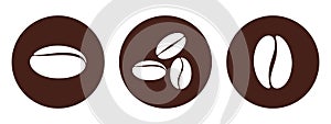 Coffee bean set. Isolated coffe beans on white background