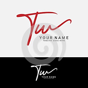 T, W, TW Initial letter logo. Alphabet TW Handwritten Signature logo photo