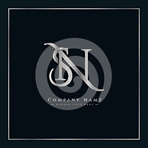 Creative Logo for Initials SN in Monogram Style - Vector Template for Initial Letter S and N
