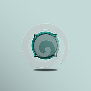 Blank blue label on a gray background. 3d rendering.