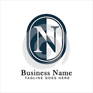 Letter N Logo in Oval shape. Alphabet N Business Icon in Round Shape photo