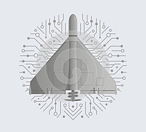 Drone War Suicide Loitering Munition, vector illustration.
