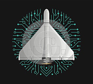 Drone War Suicide Loitering Munition, vector illustration.