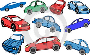 Abstract car collection design on white